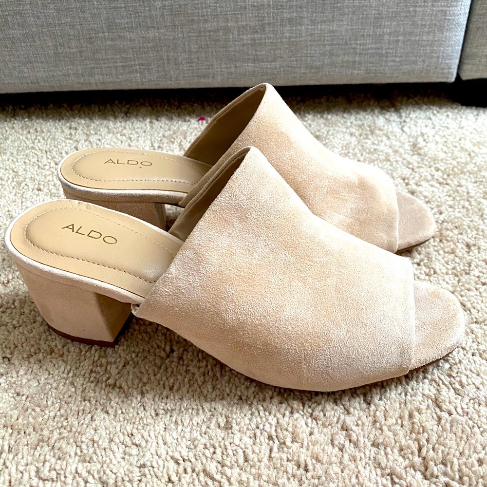 ALDO Tan Suede Mules